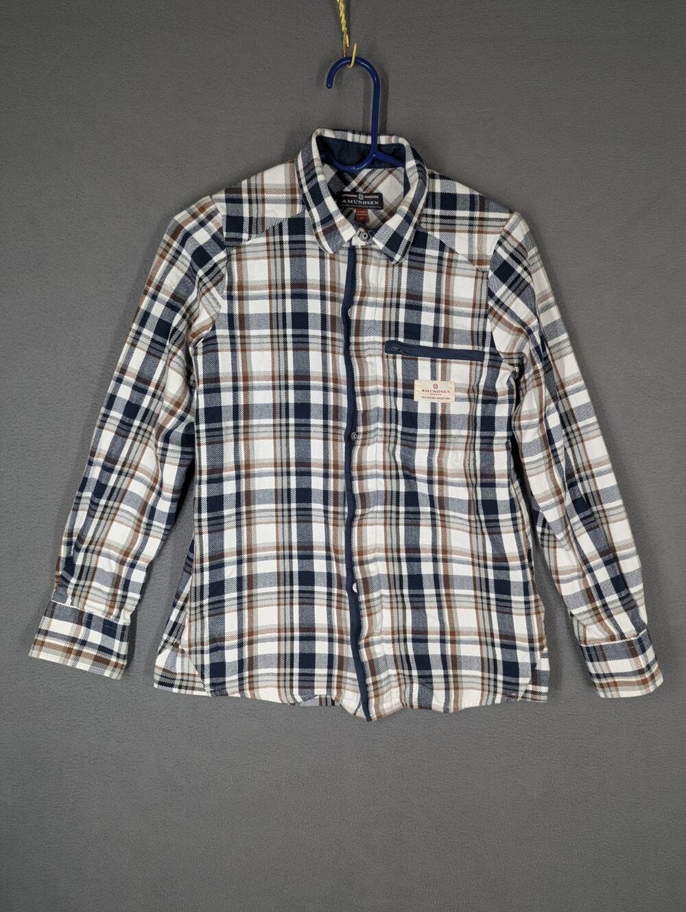 Amundsen Skauen Flannel Zip Button Field Shirt Womens Medium Plaid